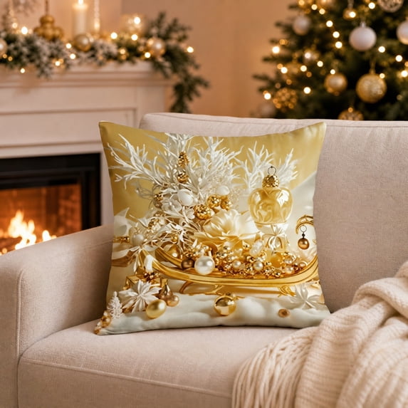 ShaoXinWan Christmas Printed Throw Pillow With Covers,HD Patterned Decorative Cushion Cases,Festive Pillow Shells for Sofa Couch Bed Living Room Indoor Home Decoration