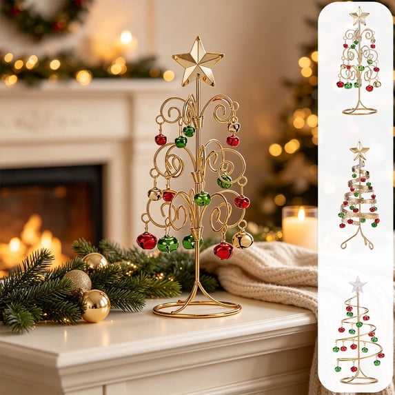 ShaoXinWan Christmas Tree Tabletop Ornament, Bell Accent Figurine with Decorative Detail, Christmas Decorations Indoor Outdoor for Shelf Desk Garden