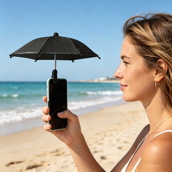 ShaoXinWan Clip-On Phone Sun Shade Umbrella, Adjustable UV Protection Waterproof Mini Phone Parasol, Portable Anti-Glare Phone Accessory For Outdoor Beach Live Streaming