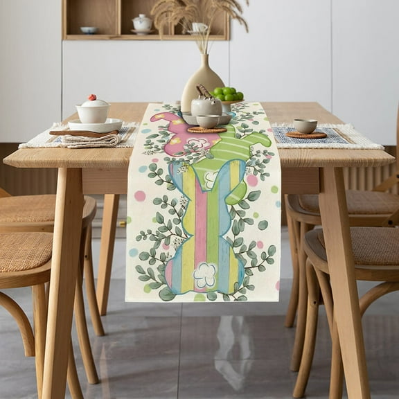 ShaoXinWan Enchanting Easter Table Runner, Festive and Stylish Decoration for Your Dining Table,for Enhancing Your Easter Feast or Family Gathering with a Touch of Spring and Celebration(Green)