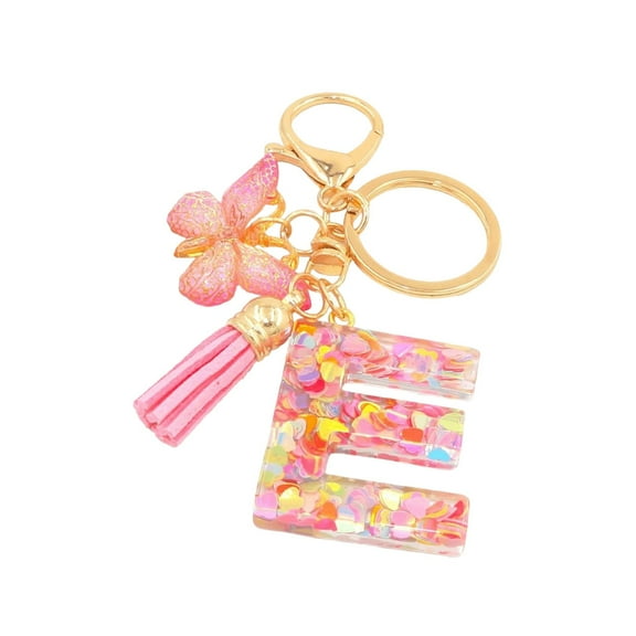 ShaoXinWan Fashion 26-Letter Keychain Pendant, Butterfly Tassel Key Chain, Elegant Fashion Accessory for Multi-Functional Use, I for Personalization and Gift Giving(E)