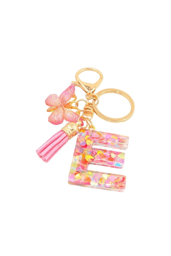 ShaoXinWan Fashion 26-Letter Keychain Pendant, Butterfly Tassel Key Chain, Elegant Fashion Accessory for Multi-Functional Use, I for Personalization and Gift Giving(E)