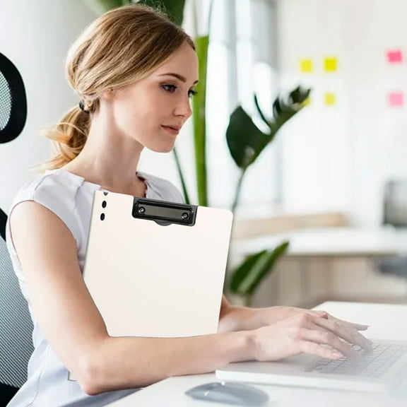 ShaoXinWan Folder Board for Office Supplies, Thickened Writing Board, Student Color Clip Folder, Durable School Folder for Home, Office, Student Use, for Note-taking and Document OrganizationWhite