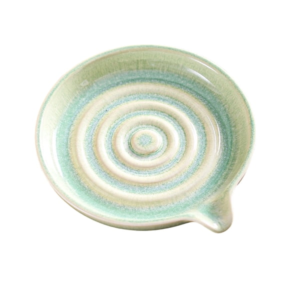 ShaoXinWan Gradient Spiral Glaze Ceramic Spoon Rest Dishes, Multi-color Teardrop Shape Kitchen Spatula Holder, Home Countertop Housewarming Holiday Decor Trays