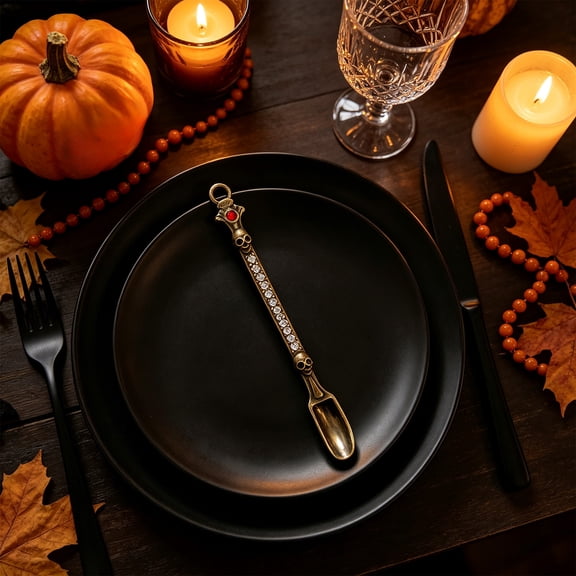 ShaoXinWan Halloween Cutlery Spoons Set, Metal Diamond Decorated Flatware, Spooky Tableware Accessory for Kitchen Dining Party Home Decoration and Entertaining