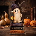 thumbnail image 1 of ShaoXinWan Halloween Ghost Pumpkin House Wooden Tabletop Ornament, 2D Spliceable Decor Sign, Festive Accent for Dining Table Cabinet Bookshelf Decor, 1 of 6