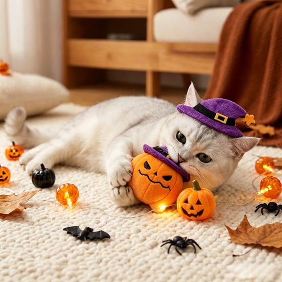 ShaoXinWan Halloween Pet Squeaky Chew Toys Set,Spooky Pumpkin Ghost Interactive Dog Toy,Fun Themed Pet Toy for Halloween Party,Daily Play,Pet Training Use