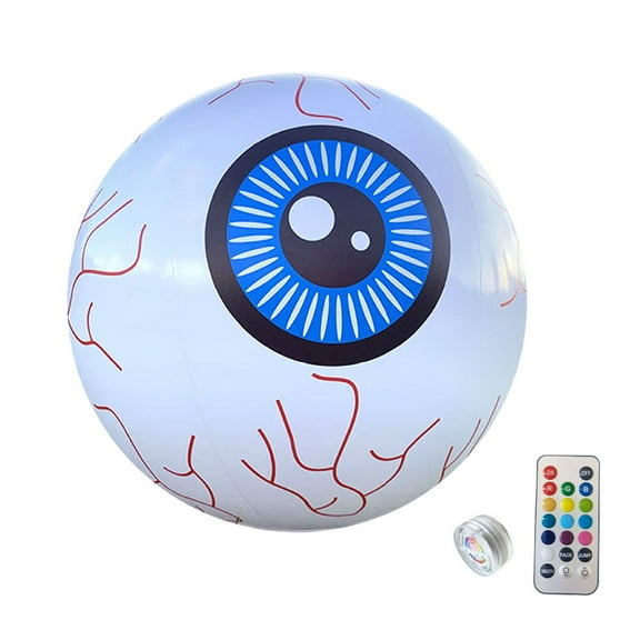 ShaoXinWan Halloween Remote Control LED Inflatable Eyeball Ball,Multi Color PVC Floating Spooky Season Party Ornament,Light Up Decor for Pool Yard Wall Outdoor Holiday Display