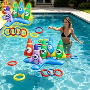 ShaoXinWan Inflatable Water Toss Loop Game Set, Floating Four Arm Ring Toss Toy for Pool Play, Interactive Party Game for Pool Backyard Summer Family Group Activities