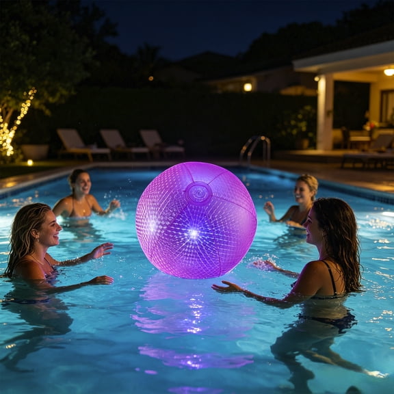 ShaoXinWan LED Light Up Inflatable Beach Ball, IP68 Waterproof Floating Pool Light Ball, Glow in The Dark Party Decor for Swimming Pool, Beach, Outdoor Night Games