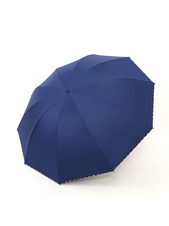 Large Folding Travel Umbrella, Thickened Dual Sunshade and Rain Use with Frosted Handle, 43.3 Inch Canopy Backpack Umbrella for Rainy Sunny Day Use