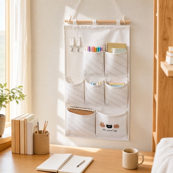 ShaoXinWan Multi Compartment Fabric Storage Organizer, Foldable Ventilated Wall Hanging Pocket Bag, Multi Size Sundry Caddy for Bathroom Bedroom Cosmetic & Dorm Storage