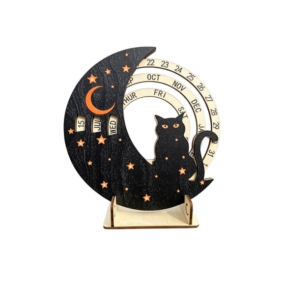 ShaoXinWan Rotating Perpetual Calendar Ornament,Adjustable & Reusable Date Month Week Display Tabletop Figurine,Desktop Hanging Art Decor for Home Office Study Room