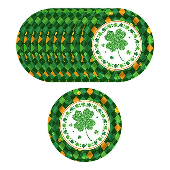 ShaoXinWan St. Patrick's Day Party Theme Tableware Set - Disposable Paper Plates, Cups, and Napkins for St. Patrick's Day, Decorative Tableware for Festive Holiday Parties and Family Gatherings(B)