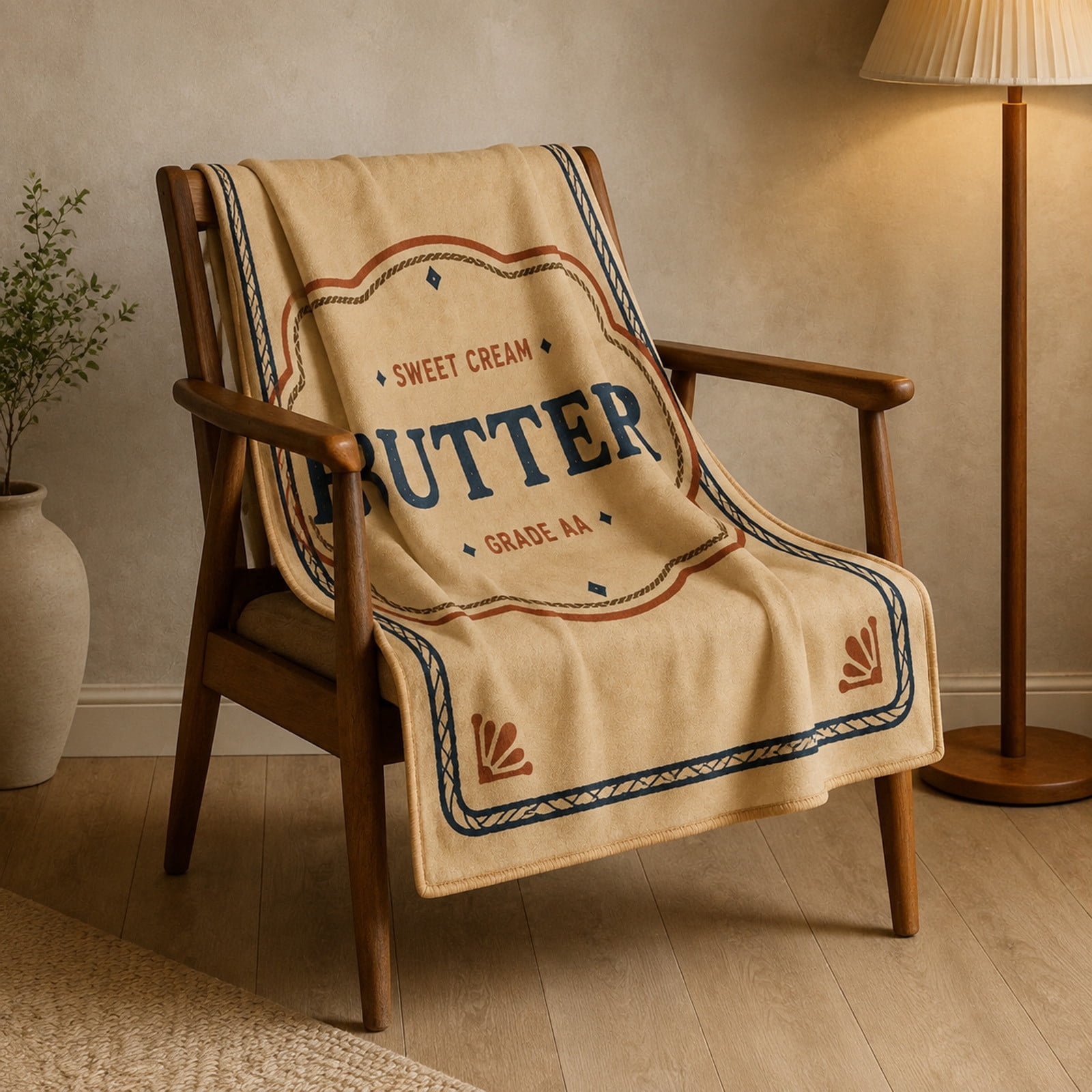 Sofa Layering ShaoXinWan Sweet Cream Label Print Throw Blanket, Classic Framed Food ...