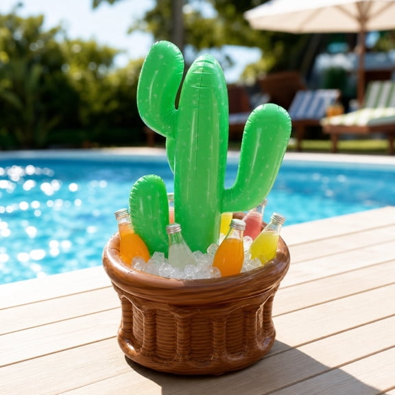 ShaoXinWan Tropical Inflatable Cactus Planter Ice Bucket, PVC Inflatable Beverage Cooler Storage Tub, Summer Party Supply for Beach, Barbecue, Family Reunion Layout