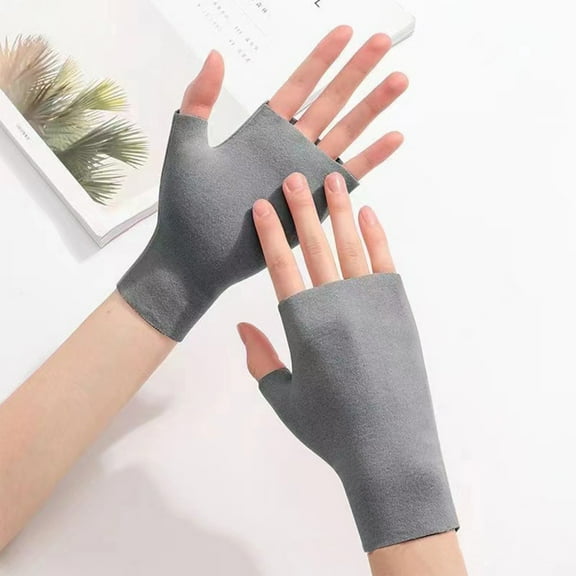 ShaoXinWan Winter Self-Heating Gloves for Women - Velvet Half-Finger Gloves with Thin Plus Velvet for Added Warmth, Perfect for Typing, Outdoor Activities, and Keeping Hands Warm in Winter(Gray)