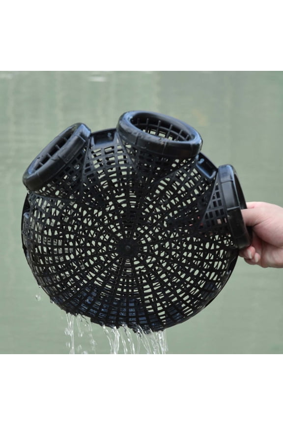 ShaoXinWan New Upgrade Fish Trap, Circular Plastic Fish Cage with Three Imported Designs, Detachable Fish Cage for Catsching Loaches and Other Small Fish, I for Fishing(Black)