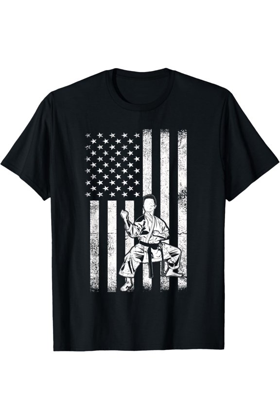 Shaolin Kung Fu Fighting Dad I Karate Pants USA Flag Sign T-Shirt