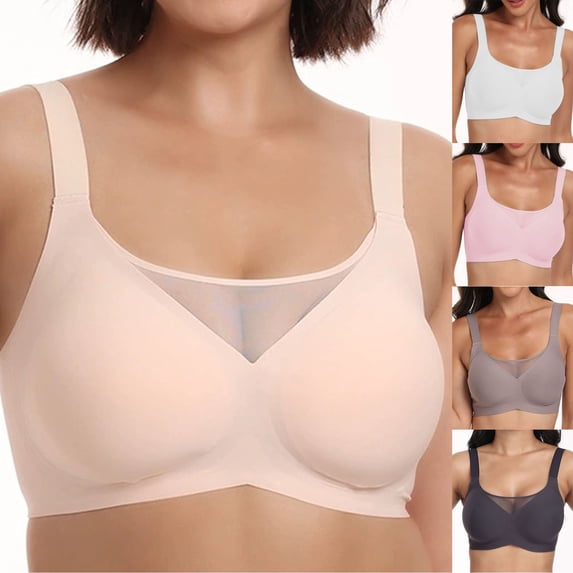 Shaoxi Bras for Women Supportive Wireless Push Up Bra Full Coverage No Underwire Seamless Plus Size for Older Women