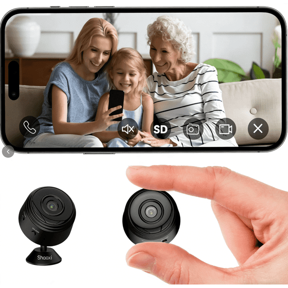 Shaoxi Mini WiFi Security Camera, 1080P HD Wireless Home Surveillance Cam with Night Vision, Motion Detection, 2-Way Audio, Remote View for Indoor Monitoring, Black