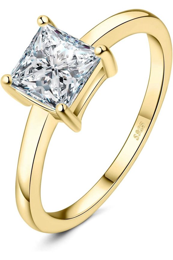 Shape 1ct Cubic Zirconia Solitaire Engagement Rings for Women, 925 Sterling Silver Promise Ring for Her, Simulated Diamond Anniversary Wedding Ring Jewelry Sets