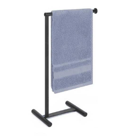 Shape Hand Towel Holder Stand, Metal Hand Towel Rack Modern Countertop Hand Towel Ring Standing Towel Bar for Bathroom Kitchen Vanity (Black)