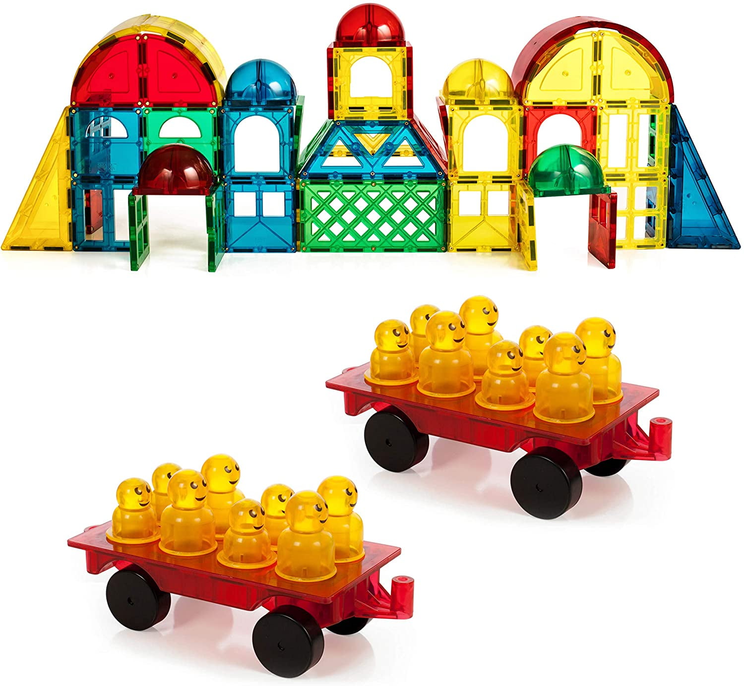 Shape Mags 100 Piece Deluxe Shape Magnetic Tiles Set with 18 Different Shapes and 16 Figures