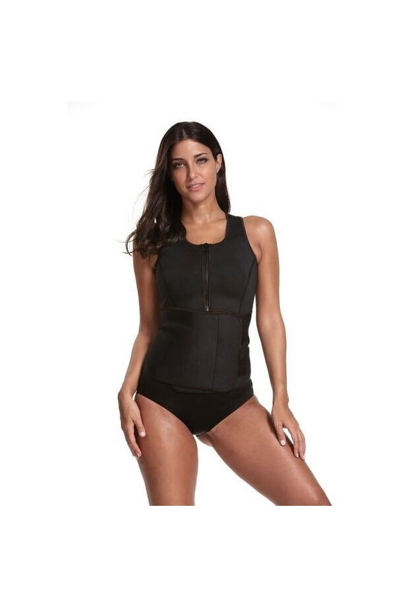 Sauna Sweat Size 2XL Black 2 in 1 Tank Top with Adjustable Belt