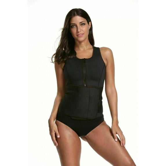 Shape Me Sauna Sweat Size 3XL Black 2 in 1 Tank Top with Adjustable Belt
