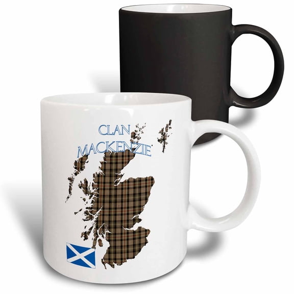 3drose, Shape of Scotland with the Mackenzie Weathered Clan Family Tartan., 11oz Magic Transforming Mug