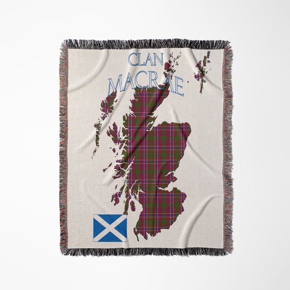Shape Of Scotland With The Macrae Family Tartan., Woven Blanket