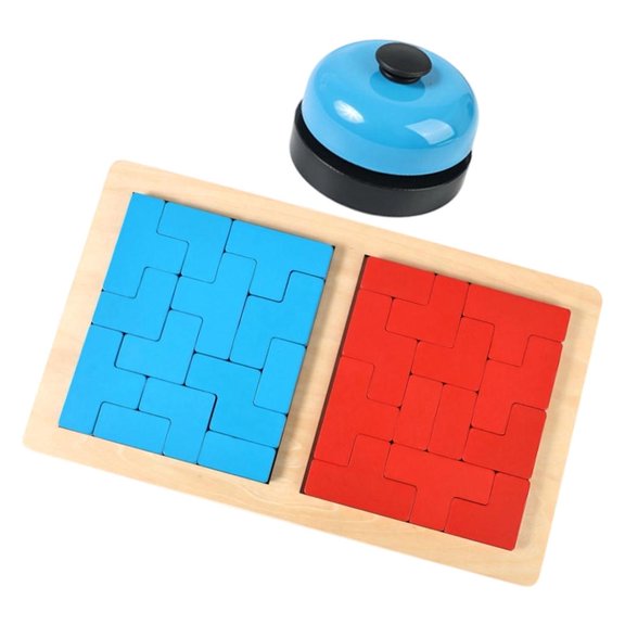 Shape Recognition Wooden Game with Interlocking Block Pieces for Home