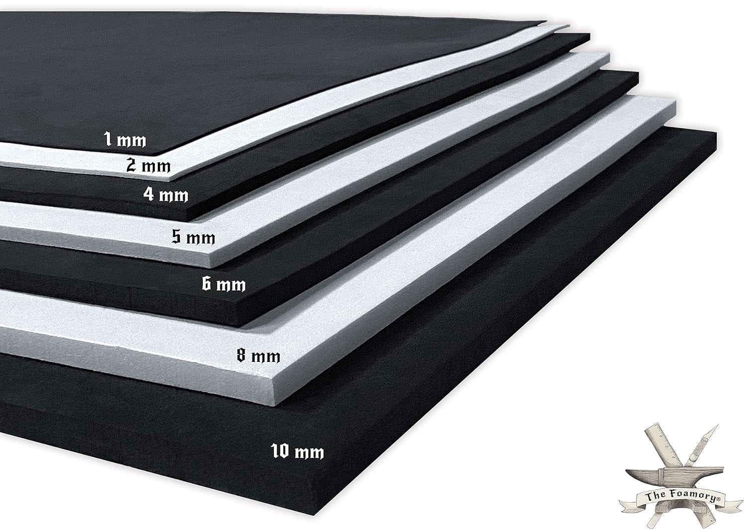 Shape Retention EVA Cosplay Foam 2mm (1mm-10mm) 14x39 inch White or Black High Density Sheets. Premium 85 kg/m3 Heat Material for DIY Convention Halloween Costumes by