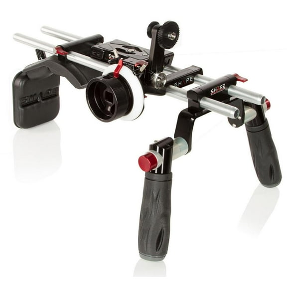 Shape Rig and Follow Focus Pro Kit for Sony FS5 Camera, Includes Baseplate, Quick Handle Rod Block, Mini Composite Shoulder Pad, Back Pad, 18" 15mm Rods
