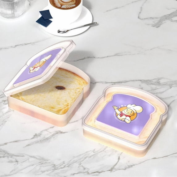 Shape Sandwich Container - PP Plastic Lunch Box for Adults Fresh-Keeping Microwave Safe, Portable for Work and Picnic Leak-Proof, Purple