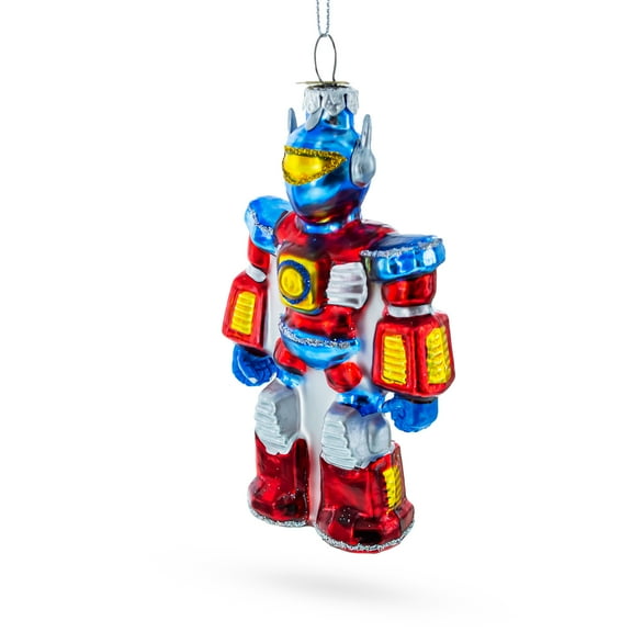 Battle Robot with Power Core Bot Glass Christmas Ornament