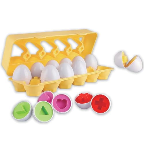 Shape Sorter Eggs 12 Piece playset Designed for Children Ages 12+ Months,Multi
