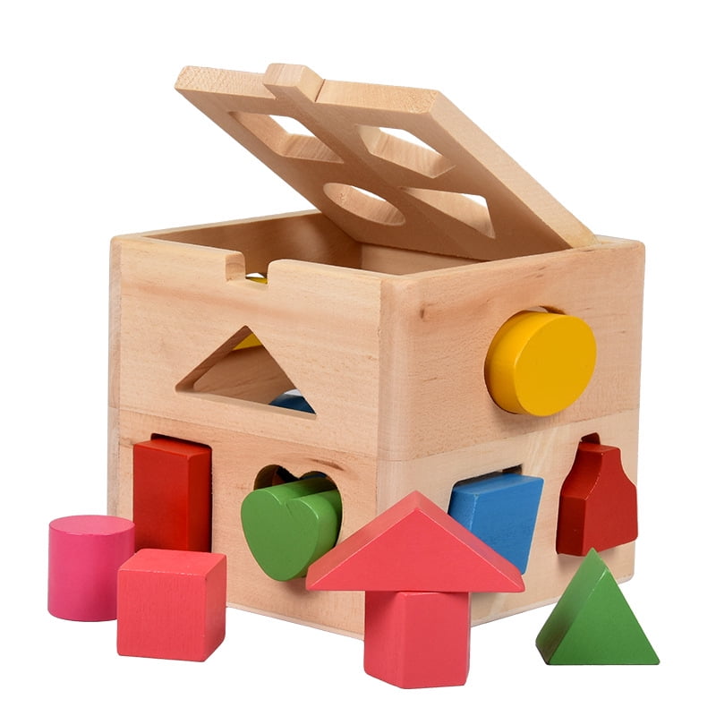 Shape Sorting Toys Wooden Shapes Sorter Baby First Blocks Early