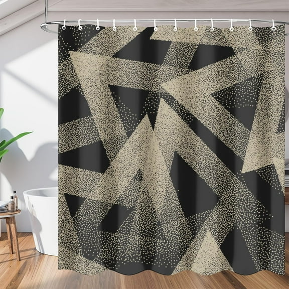 Shape Triangle Shower Curtain for Bathroom Shower Curtain Set with 12 Hooks Waterproof Fabric Bath Curtain for Bathtub Restroom Decor, 72 X 72 in