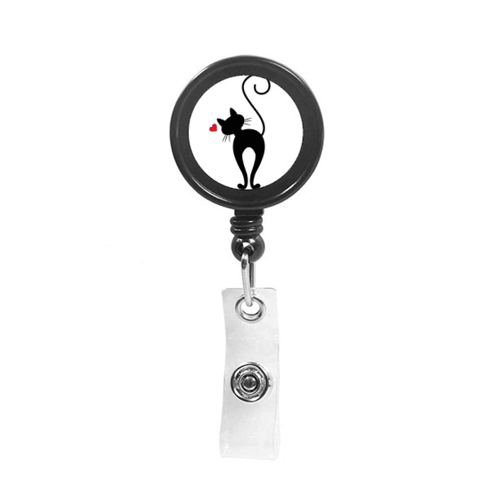 Shape cat sihouette animal Retractable Keychain Badge Holder ID Badge