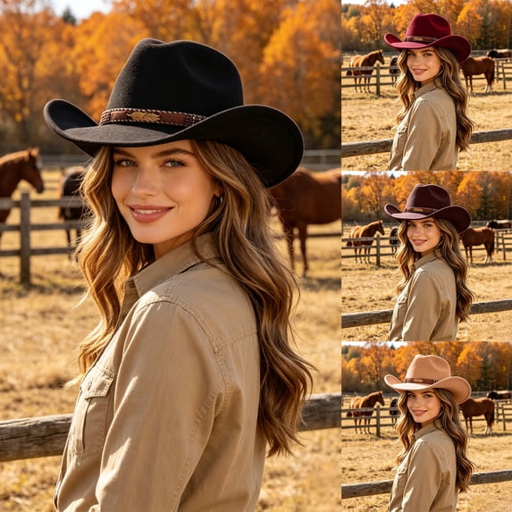 Shapeable Wide Brim Cowboy Hat for Men Women Classic Cattleman Western Cowgirl Rodeo Party Stage