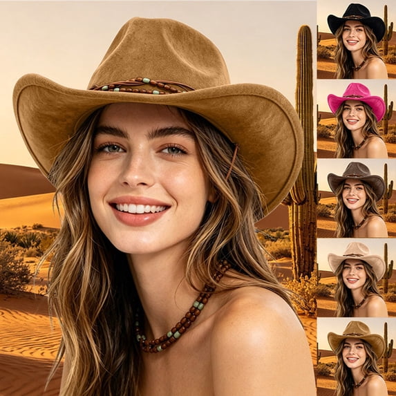 Shapeable Wide Brim Felt Cowboy Hat Cattleman Western Hat for Cowboys Cowgirls Classic Rodeo Country Concert