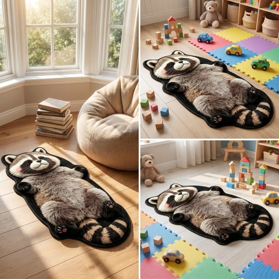 Shaped Animal Floor Mat, Non-Slip Washable Long Carpet Soft Plush Rug for Bedroom Living Room 47.2 x 15.7in