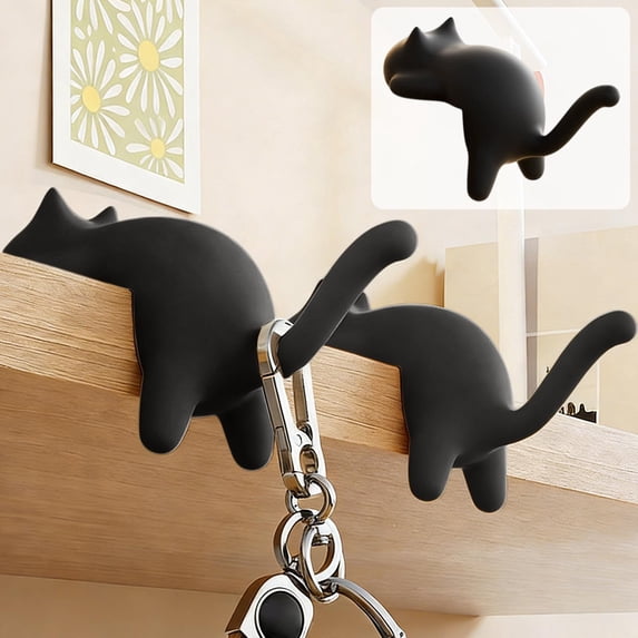 Shaped Backpack Hook for School Desks - Portable Durable Plastic Bag Hanger, Cute Stress-Relief Desk Accessory, No Installation Needed Black