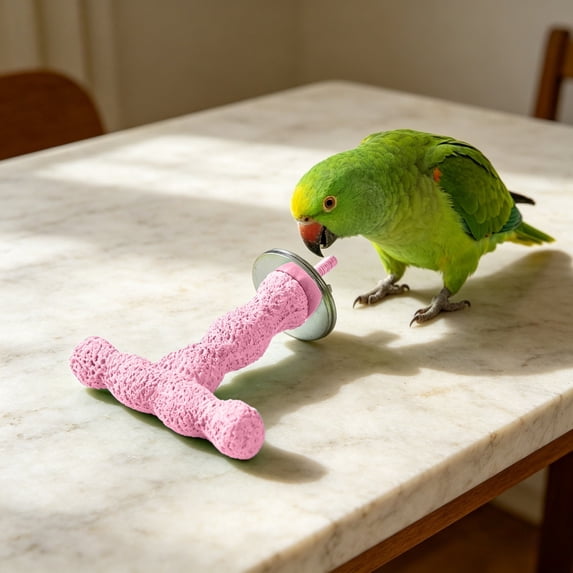 Shaped Bird Perch Stand for Parrots Natural Grinding Stick Nail Trimming Platform, Cage Accessories for Budgie Cockatiel Lovebird Finch - Resin Anti- Beak Grinder Stone for Cage Use