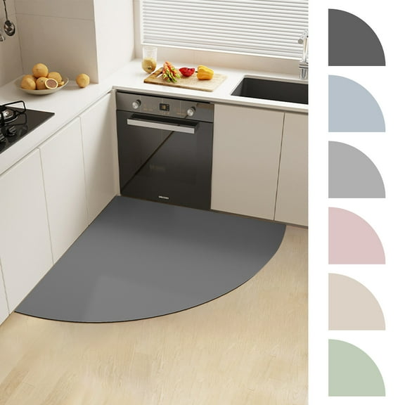 Shaped Diatom Mud Floor Mat 27.5x27.5in | Solid Color Non-Slip Kitchen Bathroom Carpet | Water & Oil Absorbent, Quick Dry, Stain Resistant, Soft Rubber Back, Indoor Outdoor, Pink Green Blue Gray