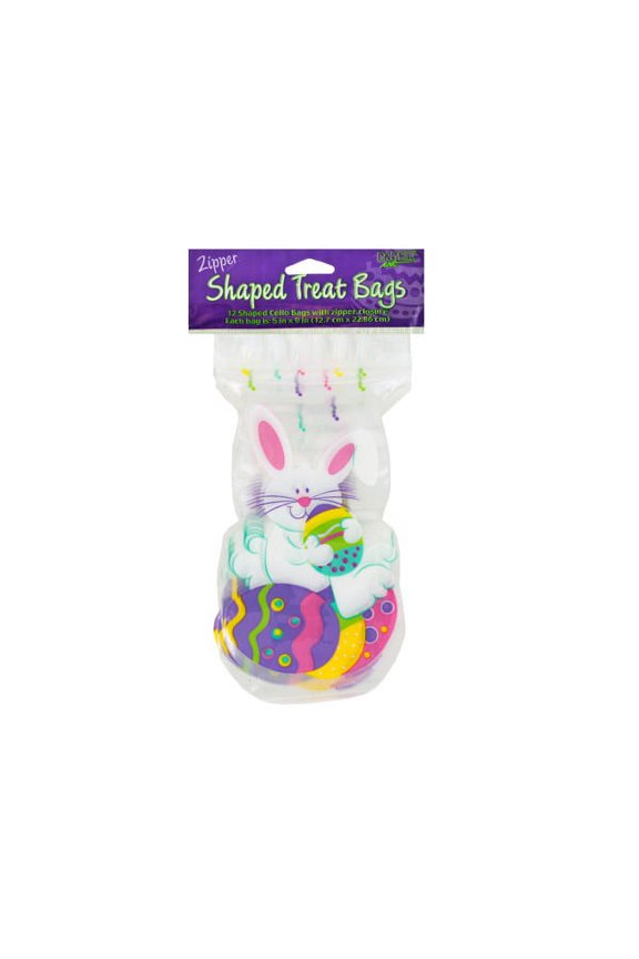 Shaped Easter Bunny Zippered Cello Bag - 5in. x 7in. - 12/Pack (073403)