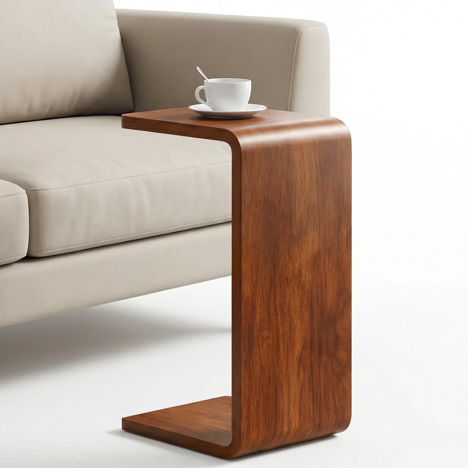 Shaped End Table for Couch - Wooden Sofa Side Table Slide Under Couch ...