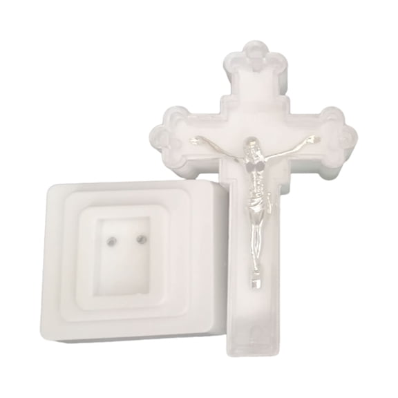 Shaped LED Night Lamp Church Ornament Standing Catholic Crucifix Statue Religious Gift for Home Tabletop Crosses